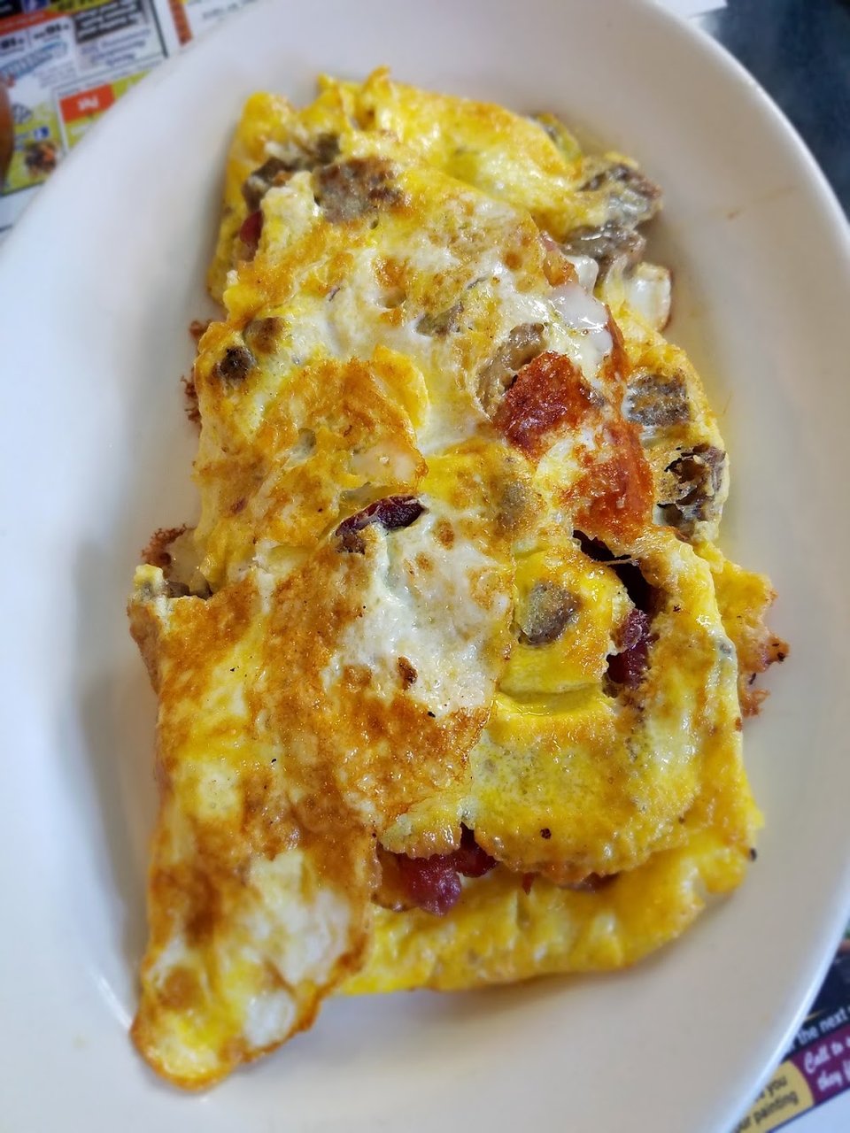Sausage Bacon and American Cheese Omelette
